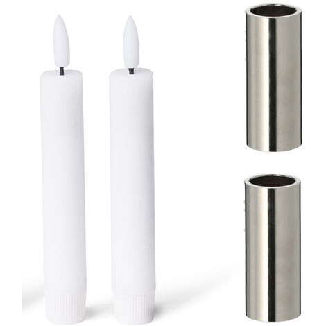 2x Novaliv Standkerzenhalter  Stabkerzenhalter 2 x 5cm Silber