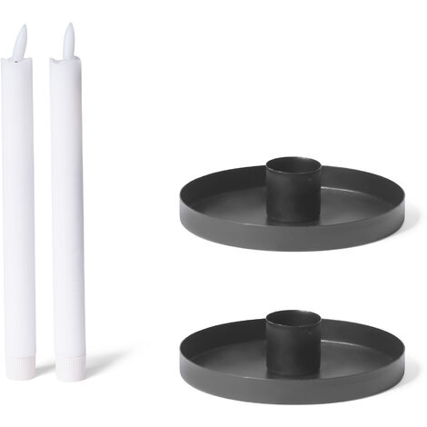 2x Novaliv Standkerzenhalter  Stabkerzenhalter 2 x 6cm Schwarz