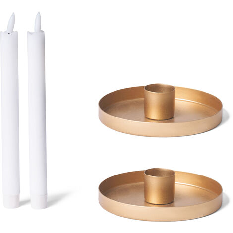 2x Novaliv Standkerzenhalter  Stabkerzenhalter 2 x 9cm Gold