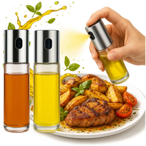 2x Olivenölspray 100ml Glas-Sprühflasche, Ölspender, Küchenspray
