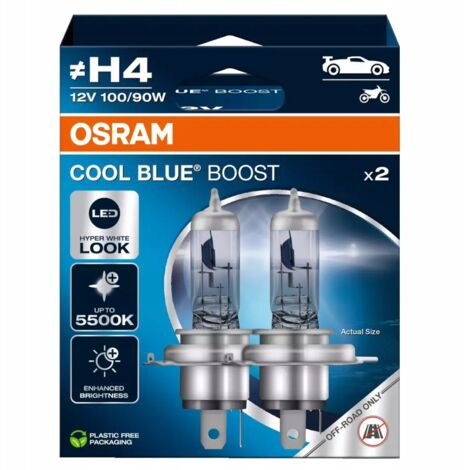 2x OSRAM H4 BLU FREDDO BOOST LED IPER BIANCO LOOK 5500K XENON