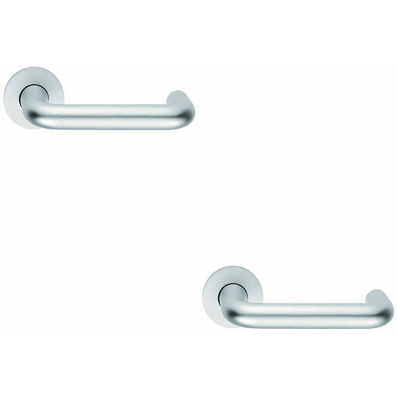 Loops - 2x pair 19mm Round Bar Safety Lever on Round Rose dda Compliant Satin Aluminium