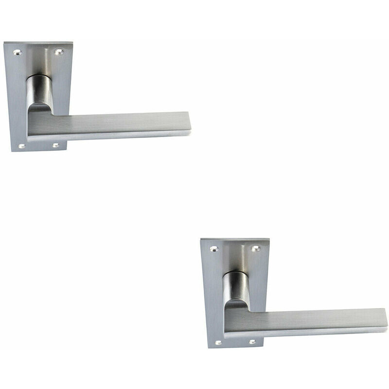 2x pair Straight Bar Handle on Slim Bathroom Backplate 150 x 50mm Satin Nickel