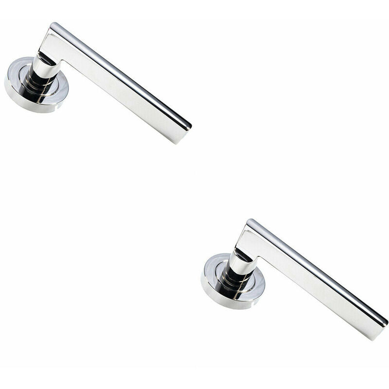 2x pair Straight Plinth Mounted Lever on Round Rose Concealed Fix Nickel