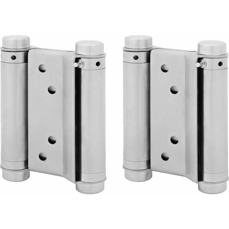 Sevengirl - 2x paire charnière paumelle portes va-et-vient ressort double action acier inoxydable saloon western, 75 mm (Charge Jusqu'à 15kg)