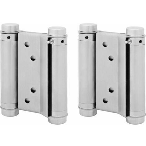 2x paire charnière paumelle portes va-et-vient ressort double action acier inoxydable saloon western, 75 mm (max 15kg)