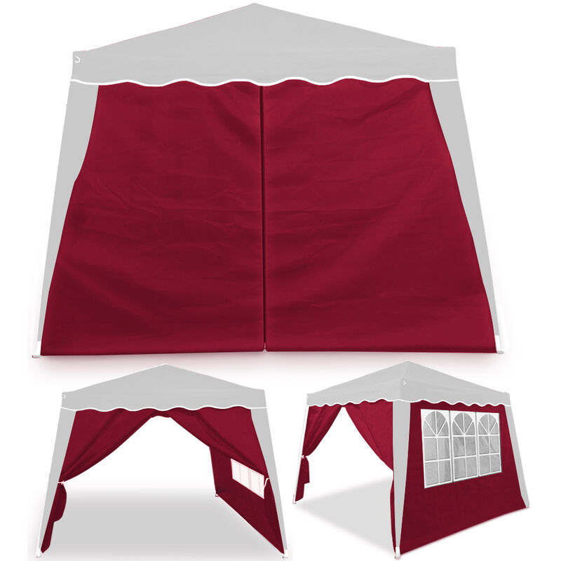 Deuba 2x Parois latérales pour tonnelle pavillon avec fenêtre Matériau hydrofuge - Couleur au choix Rouge