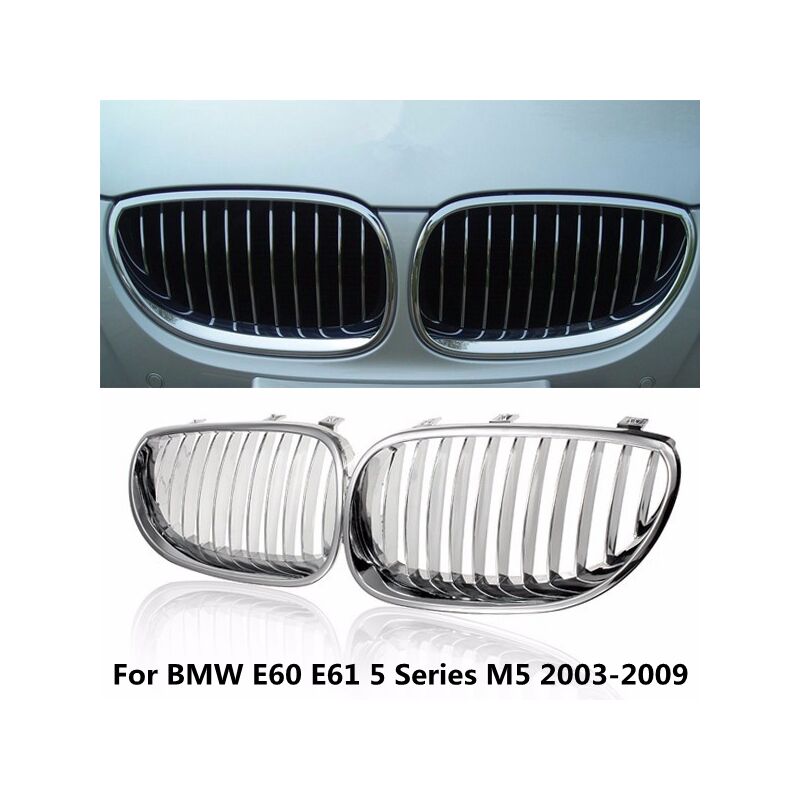 

2x parrillas delanteras para BMW E60 E61 M5 03-09 525xi 528i 535i plateado