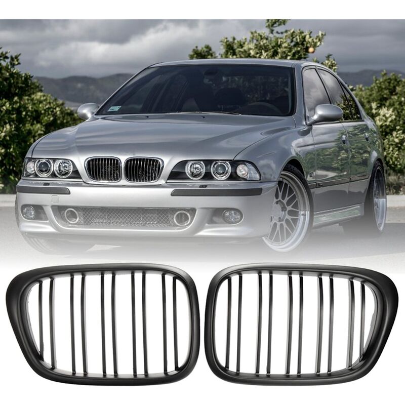 

2x parrillas deportivas delanteras de riñón negras aptas para BMW 5 serie E39 95-04