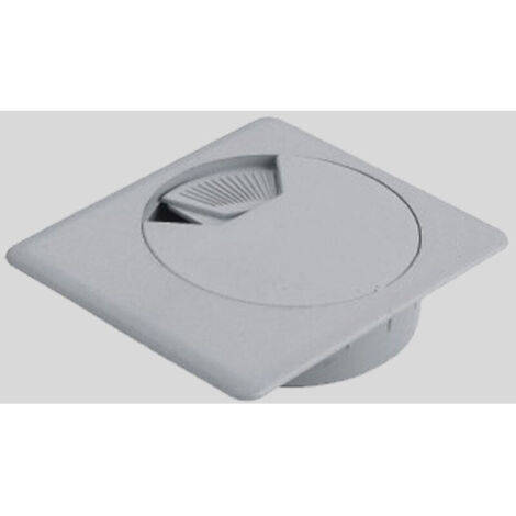 2x Passe câble carré 73 x 73mm encastrable diamètre 60mm Bureau Table Fil Cordon Prise Ordinateur Ecran Cache Rangement Accessoire Ameublement, en plastique gris argent