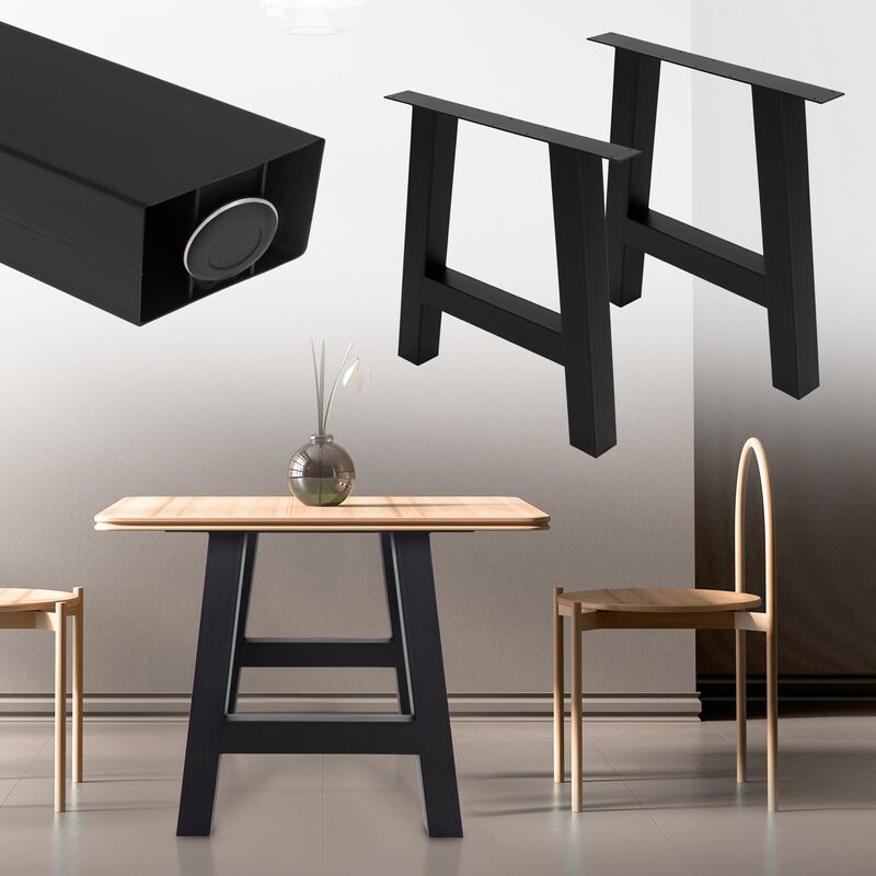 

2x Patas de mesa en forma de A soportes auxiliares de encimera 70x72 cm negro