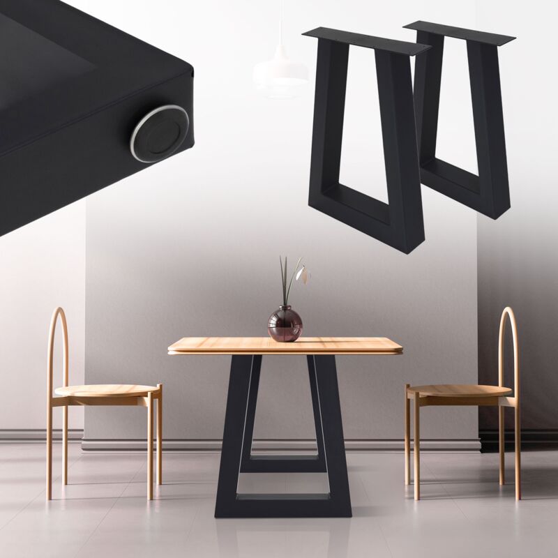 

2x Patas de mesa forma trapezoidal soportes auxiliares de encimera 60x73cm negro