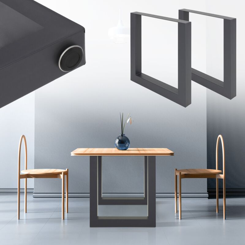 

2x Patas de mesa rectangular antracita soportes auxiliares de encimera 60x72,5cm