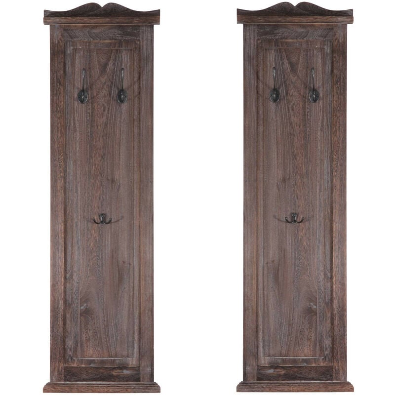 Mendler - 2x patère, portemanteau, vestiaire ouvert, 28x3,5x109cm, shabby, vintage, marron