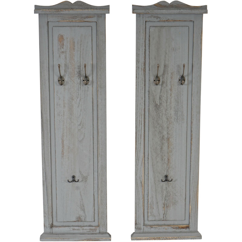 Mendler - 2x patère, portemanteau, vestiaire ouvert, 28x3,5x109cm, shabby, vintage, gris
