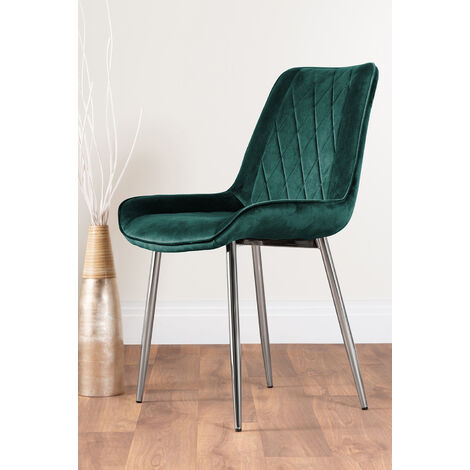 main image of "2x Pesaro Velvet Silver Leg Luxury Dining Chairs"