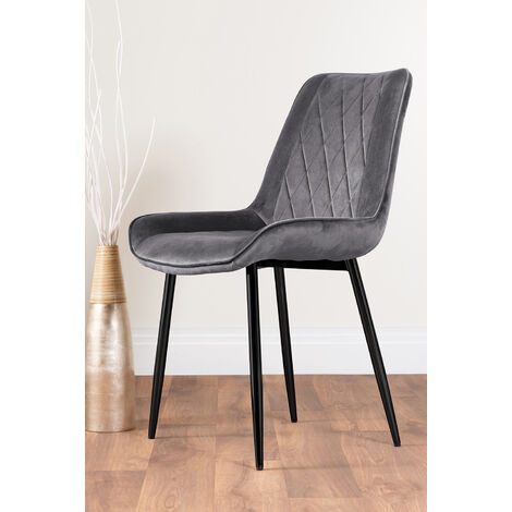 2x Pesaro Velvet Black Leg Luxury Dining Chairs