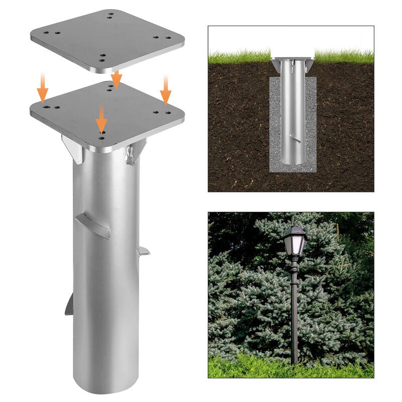 2x Pied de Parasol base universelle plaque de base cantilever porte-parapluie en acier inoxydable