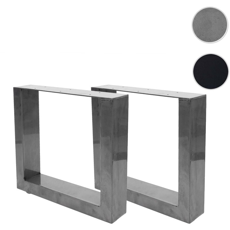 2x pied de table HWC-H33, pour table basse, banc, cadre de table, industriel 37x40cm - noir