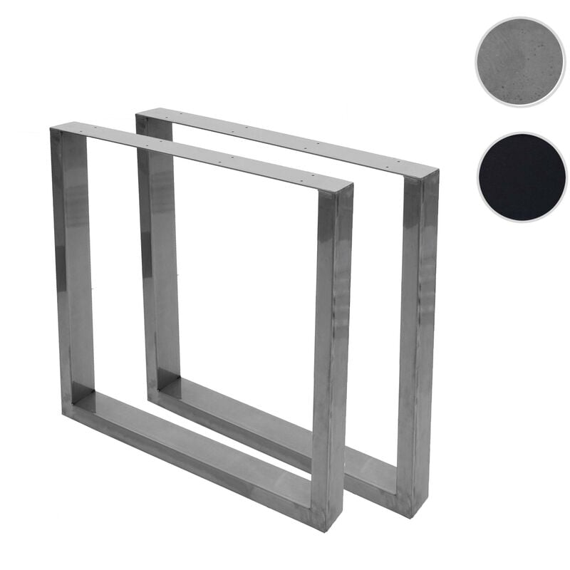 2x pied de table HWC-H33, pour table de salle à manger Cadre de table de bureau, industriel 74x80cm - noir
