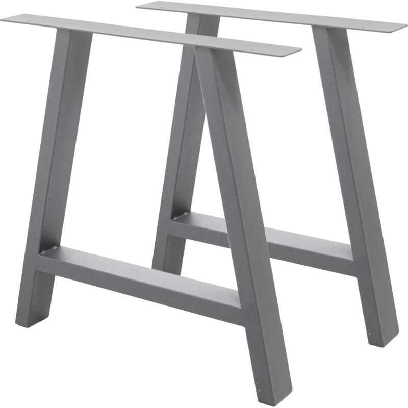 Ecd Germany - Set 2 Pieds de Table - 70 x 72 cm - A-Design - Gris - Acier Revêtement en Poudre - Pied de Meuble Banc - Support Profil - Design