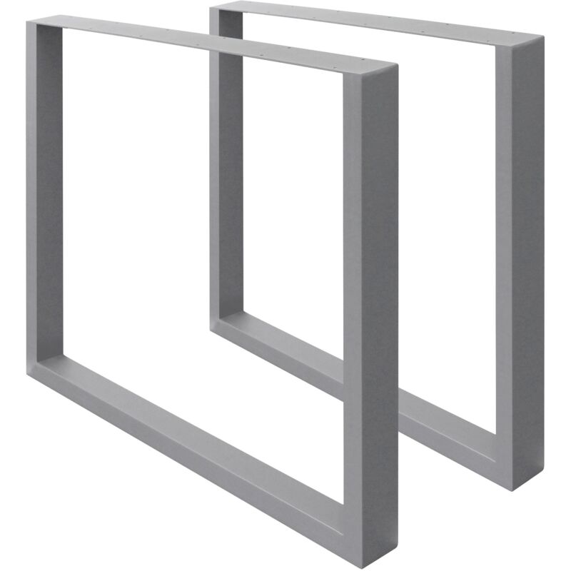 Ecd Germany - Set 2 Pieds de Table - 70 x 72 cm - Rectangulaire - Gris - Acier Thermolaqué - Pied de Meuble Banc - Support Profil Carré - Design