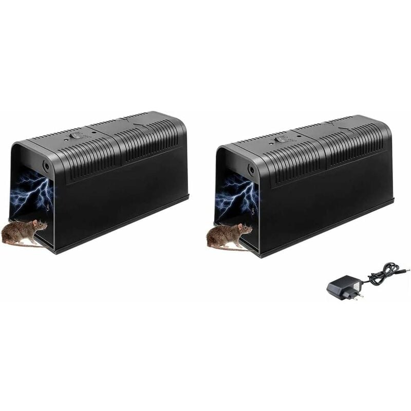 Aougo - 2X Piège à Souris, Souris Electronique Éliminateurs à Haute Tension, Efficacité Maximale du Contrôle et Extérieures, des Rats, des Insectes