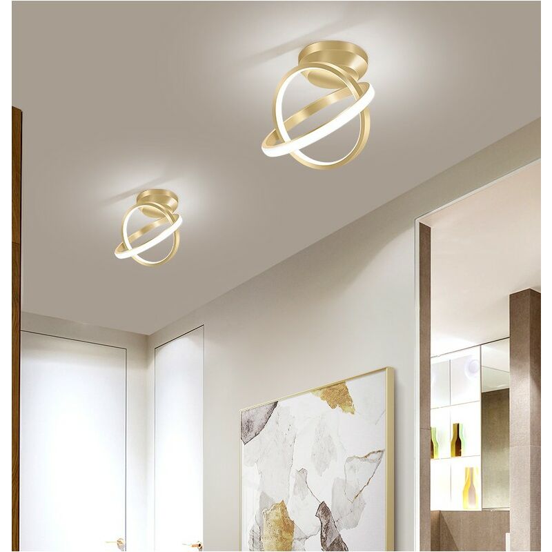 

Stoex - 2X Plafones Led Moderna Lámparas de Colgar de Estilo Nórdico Oro Lámpara de Techo de Diseño Circular para Dormitorio, Cocina, Sala de Estar,