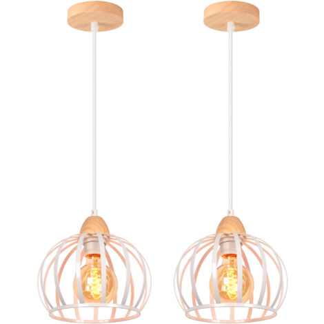 2X Plafones Vintage Industrial Lámparas De Colgar Moderna Redonda, Lámparas De Colgar De Hierro Y Metal Para Pasillo, Cocina, Interior, Blanco