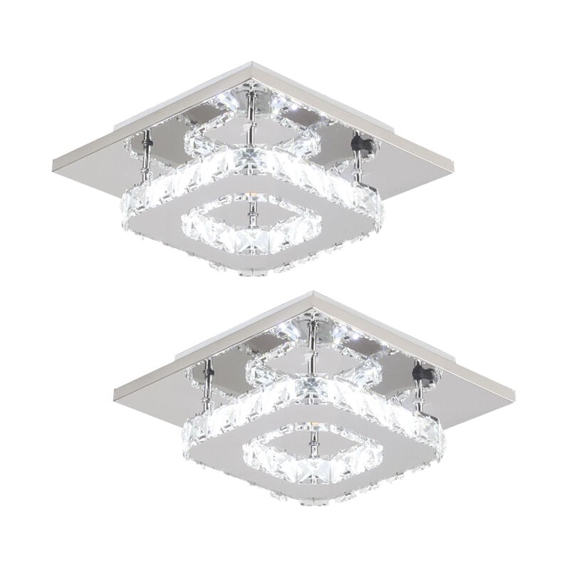 2X Plafonnier D'Intérieur à Led Lustre En Cristal K9 Moderne Pour Chambre à Coucher, Salon, Salle à Manger (Blanc Froid)