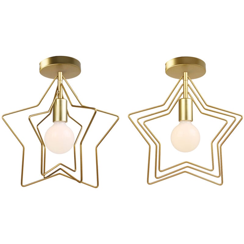 2X Plafonnier Simplicité D'Intérieur Lustre Étoile Créatif Lampe De Plafond Moderne Abat-Jour Rotatif Pour Loft Café Or