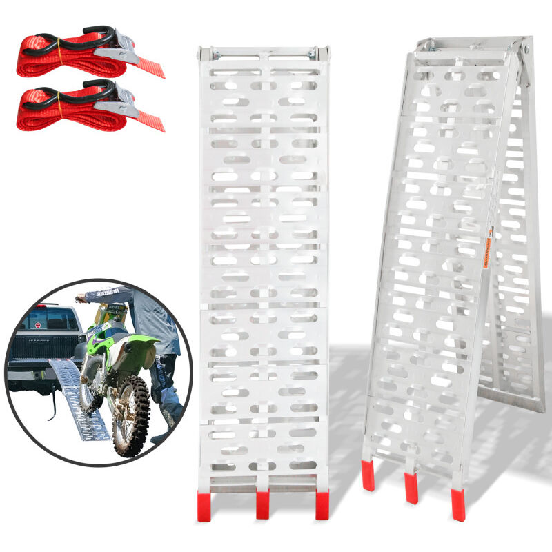 2x Pliable Rampe de Chargement en Aluminium pour Véhicules à Moto Quads Remorques (226x28.5x15cm)