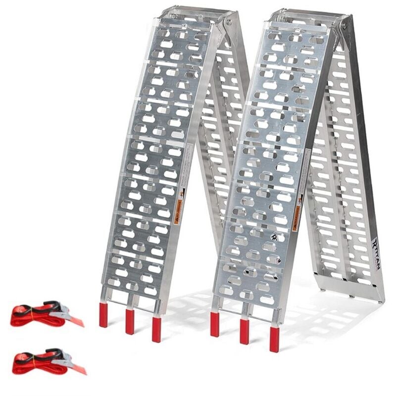 2x Pliable Rampe de Chargement en Aluminium pour Véhicules à Moto Quads Remorques (226x28.5x15cm)