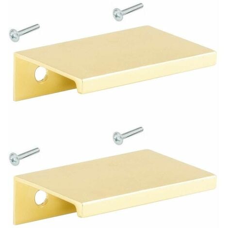 2x Poignée de meuble acier finition dorée brossé 116mm entraxe 96mm à visser Or Design Extra Plate Moderne Cuisine Salle de bain Salon