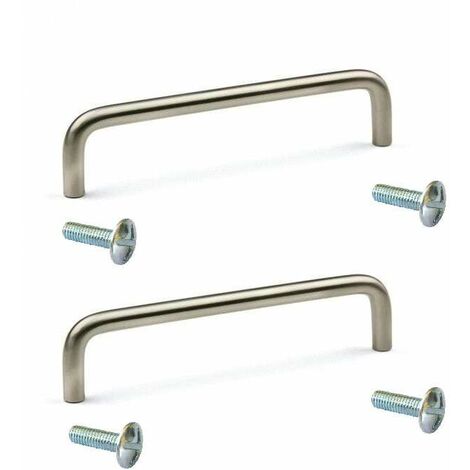 2x Poignée de meuble acier finition nickel brossé entraxe 160mm longueur 168mm hauteur 30mm Placard Porte Cuisine Armoire Tiroir Buffet