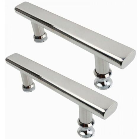 2x poignées de porte de douche en acier chromé-inoxydable, 145 mm, poignée de porte pour cuisine et salle de bain