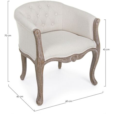 2x Poltrona classica legno e tessuto naturale Diva
