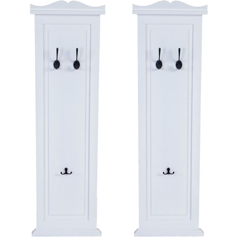 Décoshop26 - 2x porte-manteaux mural avec 3 crochets en bois blanc 109 x 28 x 4 cm 040007421