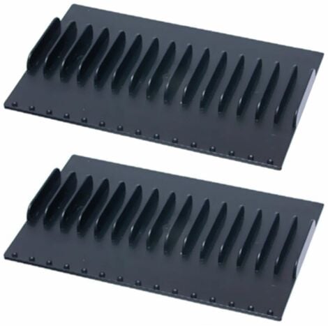 2x porte range CD DVD standard rack socle rangement 130x206mm compatible 15 boitiers plastique, noir