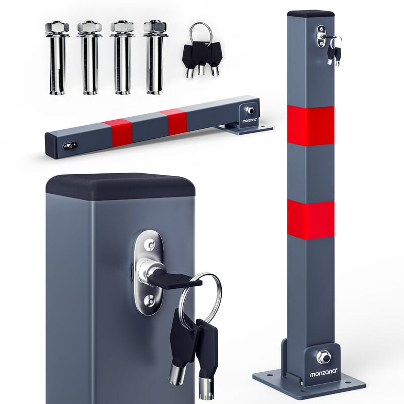 Monzana - Poteau de stationnement, de parking, barrière de stationnement pliable avec clés 1x