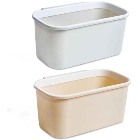 2x Poubelle Plan de Travail - Poubelle a Suspendre - Poubelle Table a Langer Bebe - Bac Plastique Poubelle Cuisine 26 x 17 x 12 cm - Corbeilles Table ã Langer gris beige