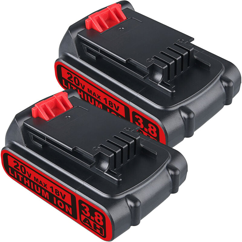 Pdstation - 2X pour Black+Decker Batterie 18V 3,8Ah Li-ION pour Black et Decker 18V Outils de Jardin et appareils ménagers LB20 LBX20 LBXR20 LST220
