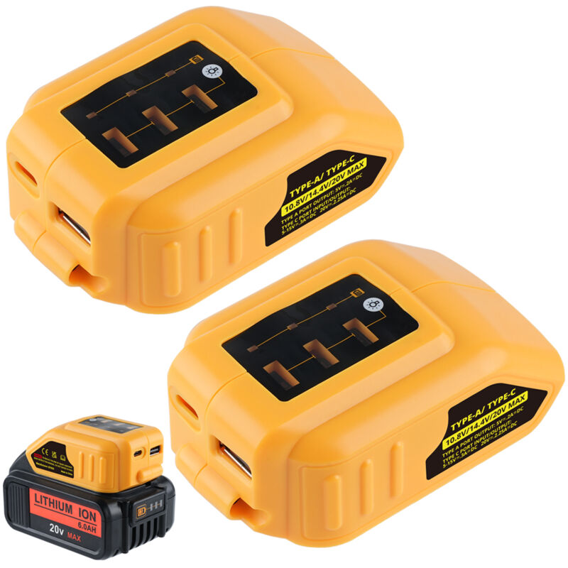 Pdstation - 2X Pour Dewalt DCB094K Dual xr usb 14.4/18V Port chargeur de batterie Pour batteries au lithium DCB184 DCB182 DCB200