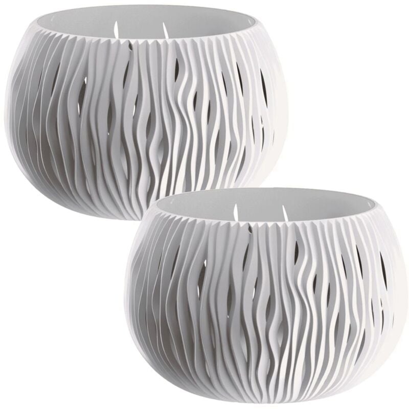 2x prosperplast bol plastique sandy sandy avec terre en blanc, 16.1 (high) x 23.8 (large) x 23.8 (profond) cts. - 0