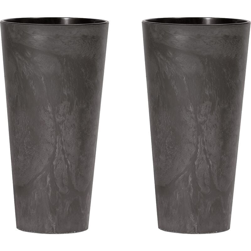 Wellhome - 2x prosperplast tubus slim effect plastique avec terme de couleur anthracite, 28,6 (high) x 15 (large) x 15 (profond) cts. - 0