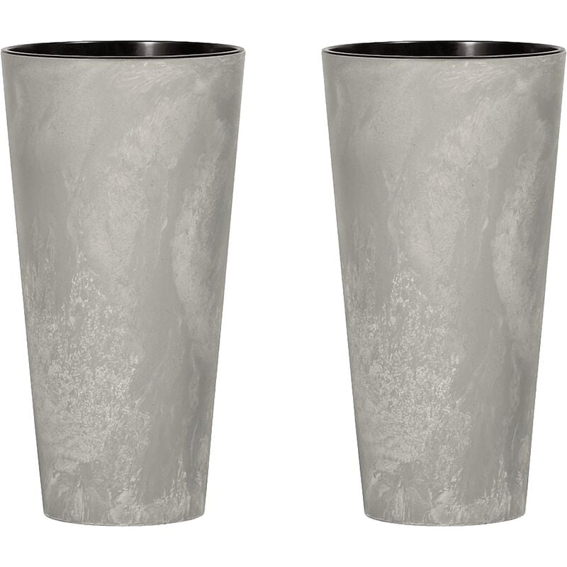 2x prosperplast tubus slim effect en plastique avec réservoir de couleur ciment, 38,1 (haut) x 20 (large) x 20 (profond) cts. - 0