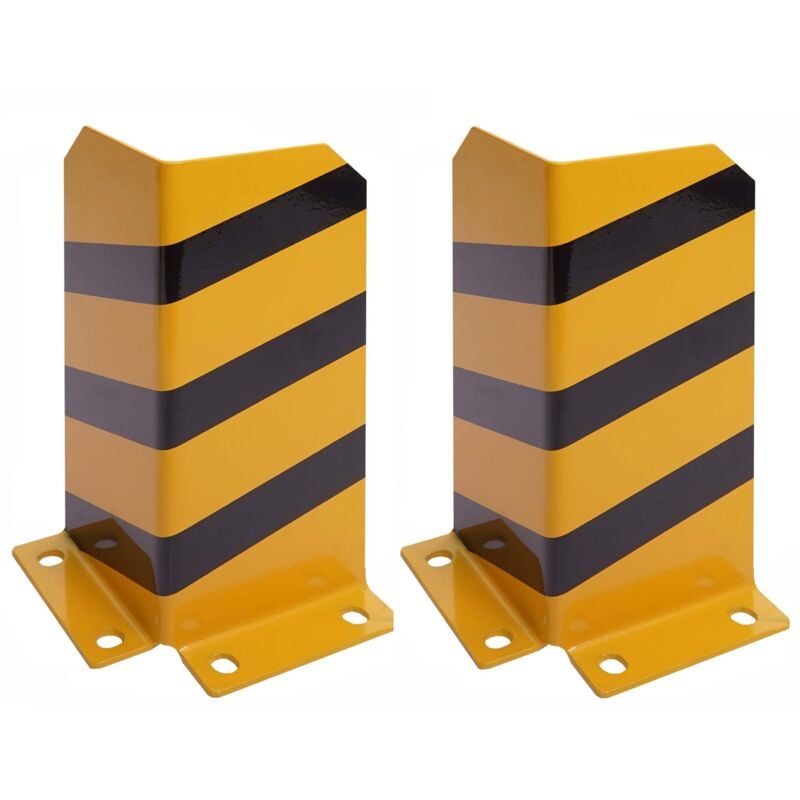 2x Protection contre les chocs HHG 953, protection d'angle, avec boulon d'ancrage 40x18cm jaune-noir