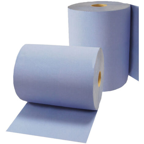 2x Putzrolle Komfort (3-lagig), 500 Blätter/Rl. in blau, Papier-Rolle, Putztuch, Putzpapier Fronttool - 18097