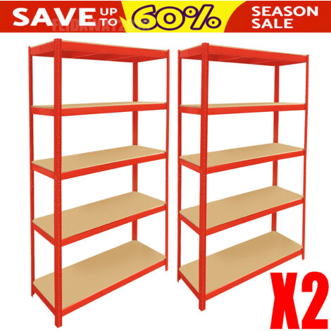 2X Racking Shelving 5 Tier Garage Storage Racks Heavy Duty Shelves Organization