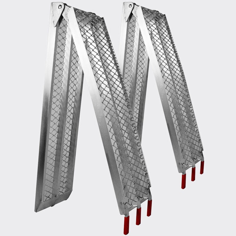 Lot de 2 rampes de chargement multi-usage pliante aluminium rail collision 226 cm jusqu'a 680 kg